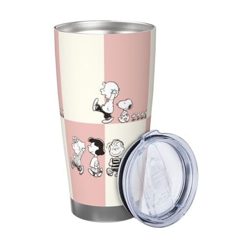 マグカップ スヌーピー (2) コーヒーカップ コンビニカップ 保冷 保温 タンブラー ステンレス製 大容量 真空断熱マグ 蓋付き 持ち運び 直接ドリップ 車用 600ml Straw Three-piece Set
