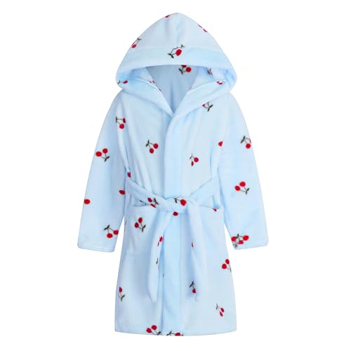 Image of Umeyda Girls Fleece Hooded Robes, Warm Printed Bath Robe for Kids Soft Fuzzy Bathrobe for Gifts