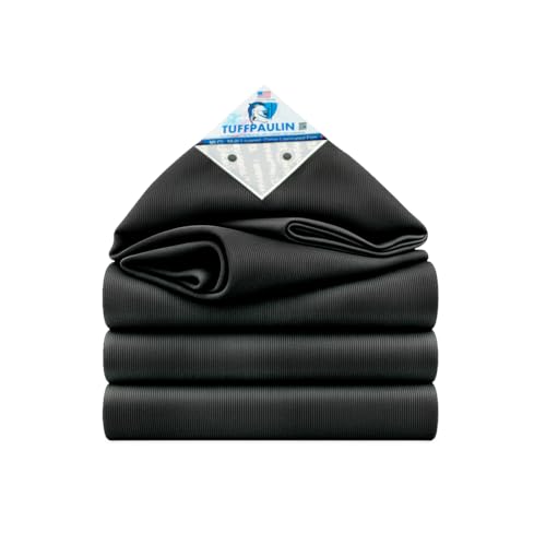 Image of TUFFPAULIN 9FT X 12FT 120 GSM Black Tarpaulin Tirpal Tadpatri Tharpai Thadika, Extra Strong, Reinforced Eyelets, UV Resistant, 100% Waterproof Virgin, 6 Layer MLCL 3D Rib Technology-1 No., Plastic
