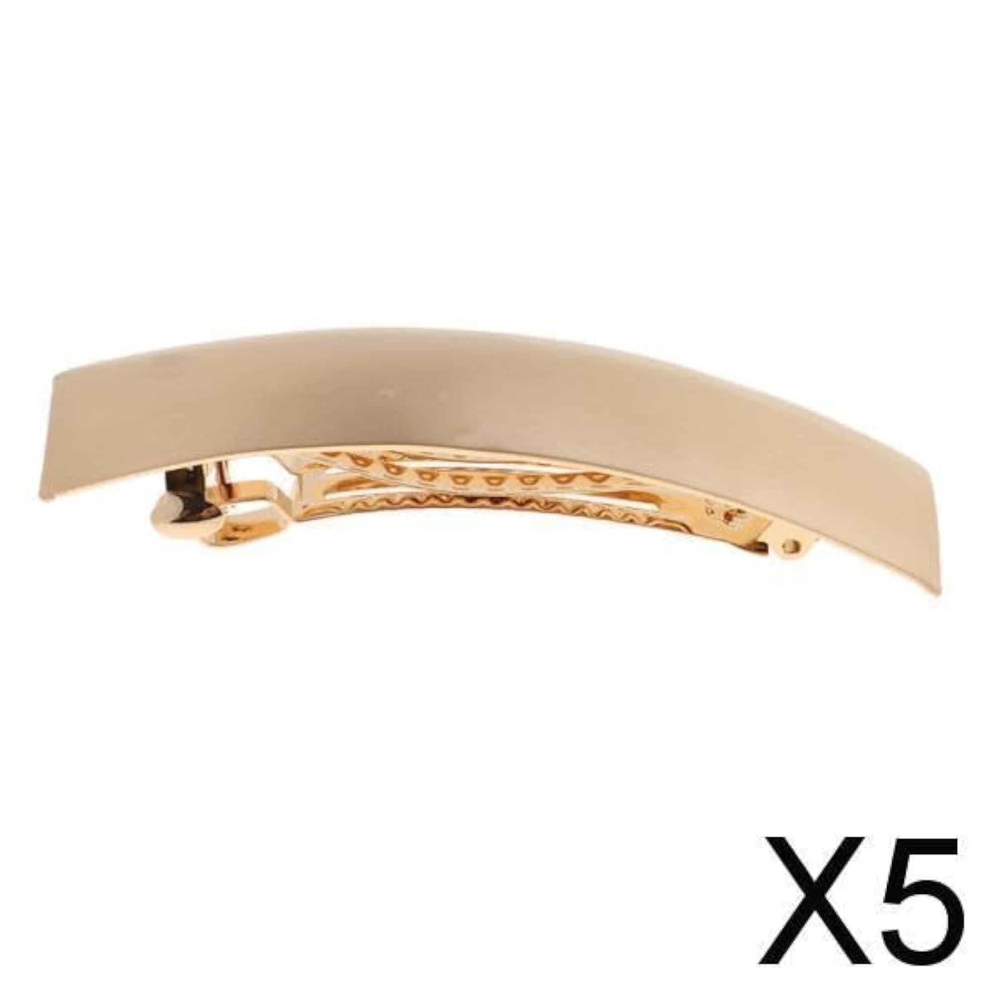 5X Brushed Metal French Clips Spring Barrettes Ponytail Holder Gold