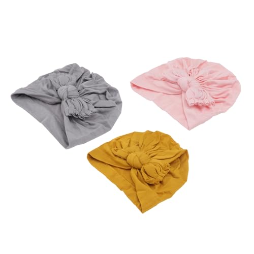 FRCOLOR 3pcs Earmuffs Hat Warm Bow for Newborns Mixed Colors for Birthday and Holiday Photography