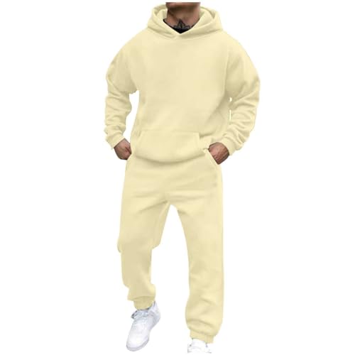 Generico Tuta Pile Uomo Invernale Felpata Completa - Pantaloni e Felpa Con Cappuccio - Sportiva Jogging Suit per Casa