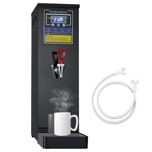 Commercial Hot Water Dispenser Commercial Water Boiler Electric Countertop Hot Water Machine Black 30L(8GAL)/Hour Step-heating Temperature Control 86-212°F for Boba Tea Coffee Office Restaurant 1600W
