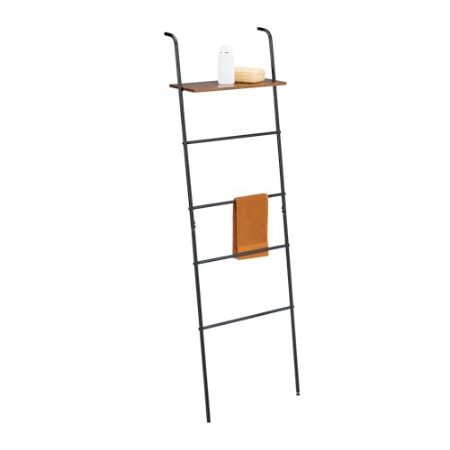 Relaxdays Handtuchleiter, 4 Sprossen, Ablage, HxBxT: 150 x 45,5 x 20 cm,...