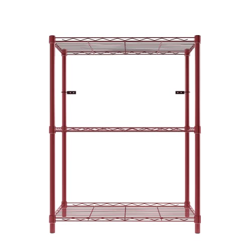 Image of 3-Shelves Wheels Heavy Duty Steel Storage Rack | Multipurpose Shelving Unit for Kitchen, Home & Utility | Red, 3 Shelves Wheels