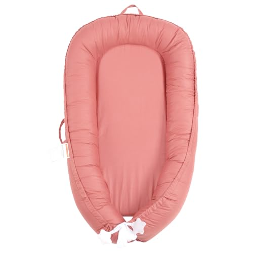 Fugualin Tumbona infantil, funda de nido de bebé para bebés niñas y niños, artículos esenciales para recién nacidos de 0 a 12 meses, 100 % algodón transpirable, cama para bebé en la cama (rosa)