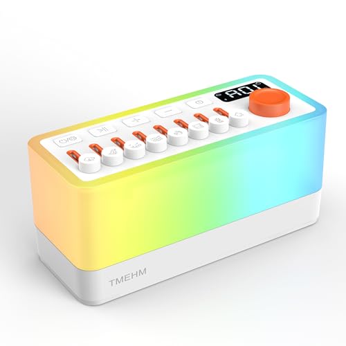 white noise sleep sound machine with 8 nature sounds portable bluetooth speaker 12 colors night lights sleep timer amp breathing exercises for babies kids and adults