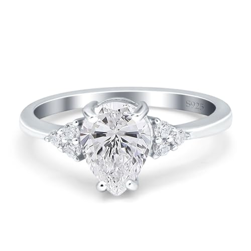 OMRANII Art Deco Pear Teardrop Moissanite Vintage Style Cluster CZ Statement Wedding Engagement Rings For Women 925 Sterling Silver Gifts For Her