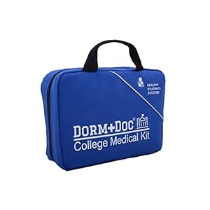 175 Piece Emergency First Aid Kit for College Students – Dorm Room Medical Kit with OTC Medicines and Bandages – Health Kit in Compact Zipper Case for School, Sports, Vehicle and Travel Blue