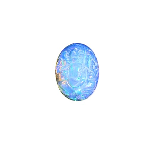 Ganesh en opale de feu naturelle | Pierre taillée ovale 5 carats pour joaillerie lithothérapie