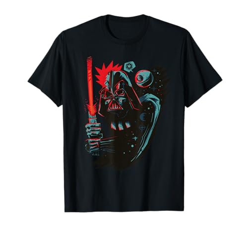 T-Shirt Star Wars imprimé Étoile de la Mort vêtement Dark Vador sabre laser geek