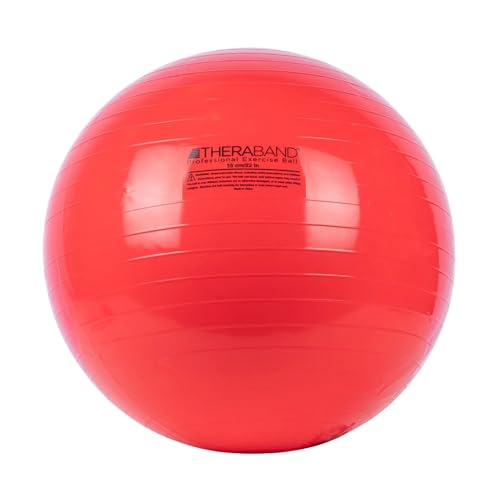 THERABAND Exercise Ball, Stability Ball with 55 cm Diameter for Athletes 5'1' to 5'6' Tall, Standard Fitness Ball for Posture, Balance, Yoga, Pilates, Core, & Rehab, Red