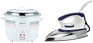 Bajaj Majesty DX 11 1000-Watt Dry Iron (Blue/White) & Bajaj RCX 5 1.8 L Rice Cooker
