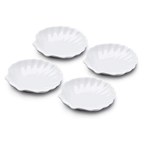 WM Bartleet & Sons 1750 TSET108 Traditional Porcelain Set of 4 Shell Design Serving Dishes 13cm – White Cover