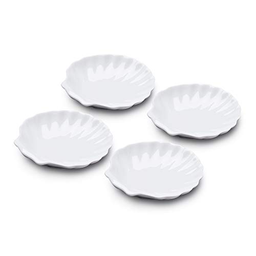 WM Bartleet & Sons 1750 TSET108 Traditional Porcelain Set of 4 Shell Design Serving Dishes 13cm – White