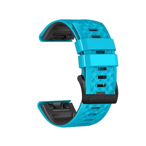 guoren Correa de Silicona de 26mm y 22mm fit for Garmin Fenix ​​7X 7 6X 6 Pro 5X Plus 3HR 955 945 Epix Gen 2 MK2i Tactix(Cyan,22mm)