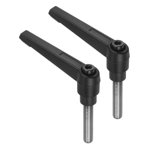 Image of uxcell 2pcs Clamping Lever Handles, M8 x 35mm 304 Stainless Steel Threaded Male Stud, Adjustable Handles Locking Quick Release Ratchet Push Button Bolt Knobs, Black