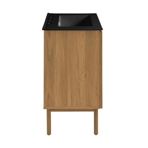 Image of Swiss Madison Classe 24 in. Oak Bathroom Vanity with Black, 3-Hole Ceramic Sink Top