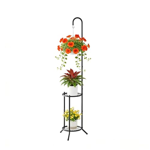 WELUKGUUD 2-Tier Hanging Plant Stand Indoor and Outdoor , Space-Saving