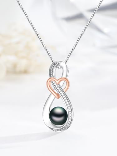 Tahitian Black Pearl Necklace Infinity Gifts for Women Wife Wedding Birthday Anniversary Jewelry Valentines Christmas Day Gifts 925 Sterling Silver3