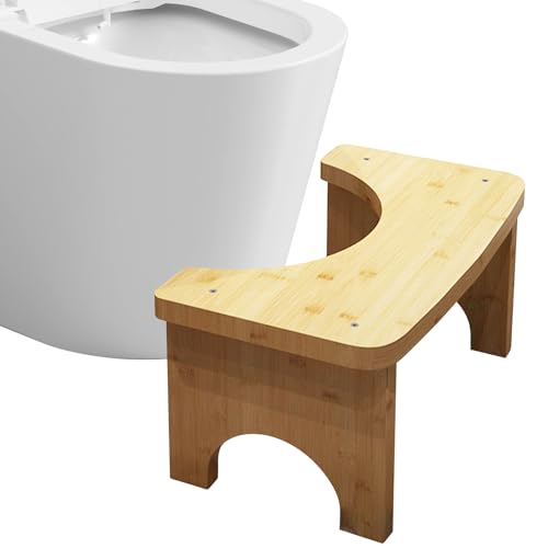 Toilettenhocker Holz, Bambus Toilettenhocker, WC Hocker für Erwachsene, Kackhocker Hocker Toilette, Tragbarer Toilettenhocker, Klohocker Toiletten, Badezimmer-Kothocker, Schwarz, 37x20x17 cm