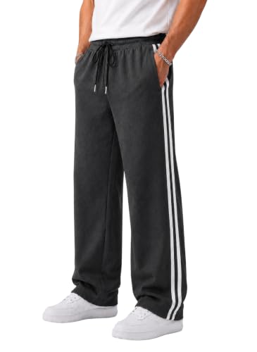 Image of ENDEAVOUR WEAR Men's Baggy Striped Relaxed Oversized Fit Track Pants | Cotton Rich Fabric | Straight Loose Fit Non-Cuffed | Gym, Streetwear & Casual Comfort Track Pants Lounge Pants