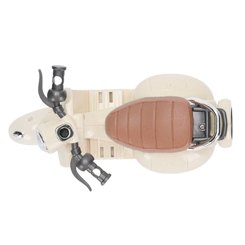 TARSHYRY Electric Doll Scooter, Mini Rotating Scooter Vehicle with Music Lights, for Dolls Action Figures Desktop Decor (Beige)