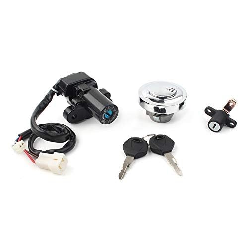 Motorcycle Fuel Gas Tank Cap Cover Ignition Switch for Seat Lock Set with Keys for Xvs950 2009-2017 Chrome Motorcycle Ignition Switch