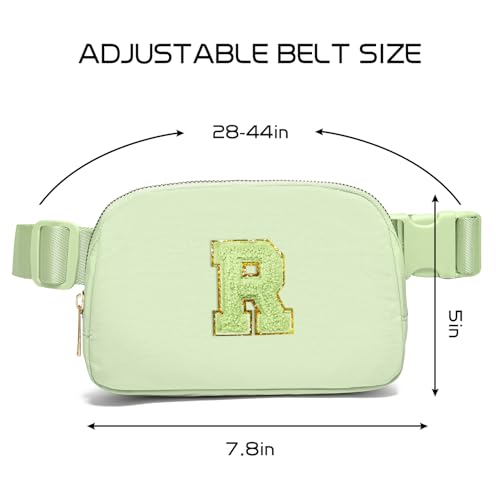 Image of Gitus Gifts for 8 9 10 11 12 Year Old Girls Belt Bag Fanny Pack Crossbody Bags with Initial Letter Patch Cute Stuff Birthday Gifts for Teen Girls Women Personalized Trend Stuff (Light Green-R)