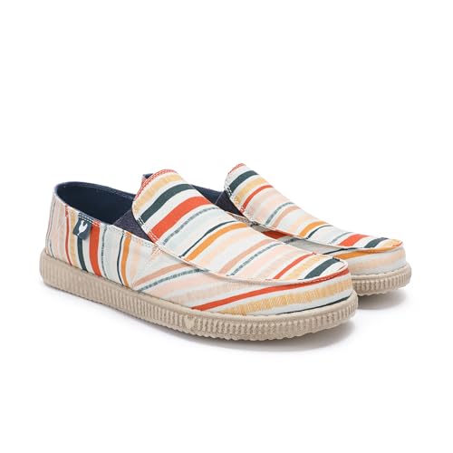 PITAS | WP150 Stripe | Mocasines de Hombre | Náuticos Casuales | Zapatillas de Vestir | Zapatos sin Cordones | Deportivas Casual | Calzado Walkinpitas | Naranja 44