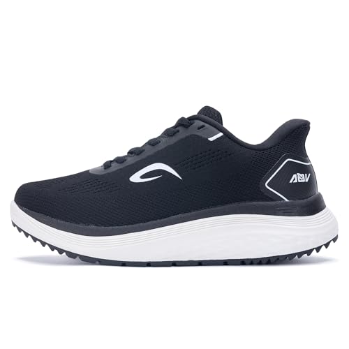 Women's Walking Shoes with Arch Support Plantar Fasciitis Orthotic Slip On Tennis Sneakers for Long Standing Black US 9