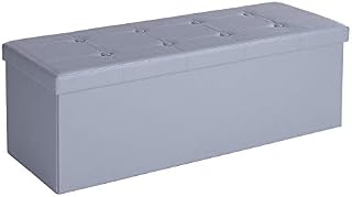 SONGMICS Storage Ottoman, Padded Bench, Bed End Stool and Folding Seat, 31.7 Gal