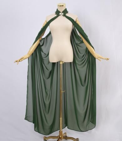 [Ghostwowo] 黒い象牙色のシフォン首かけマント薄いストール花嫁ストールレディースマントチュールマントグリーン