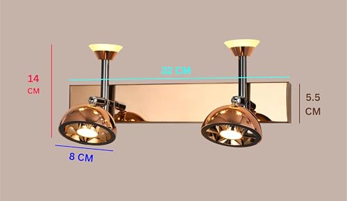 Image of swanart Modern Rose Gold Dual LED Wall Sconce - Adjustable Vanity Light Fixture for Bathroom, Bedroom, Living Room - Elegant Home Decor Lighting