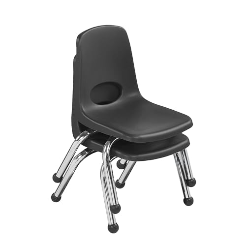 Image of FDP 10 inch School Stack Chair with Ball Glides, Black, 2-Pack, 15409-BK