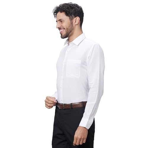 Image of Raymond Men Slim Fit Solid Pattern Linen Cotton Blend Regular Collar Full Sleeve Casual Shirt