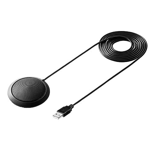 NUOBESTY Microphone USB De Table 360° Omnidirectionnel Plug and Play Noir pour Réunion Professionnelle Usage Bureau Et Visioconférence