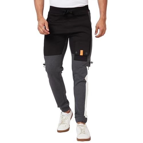 Image of Spykar Men Mid Rise Regular Fit Knit Track Pants