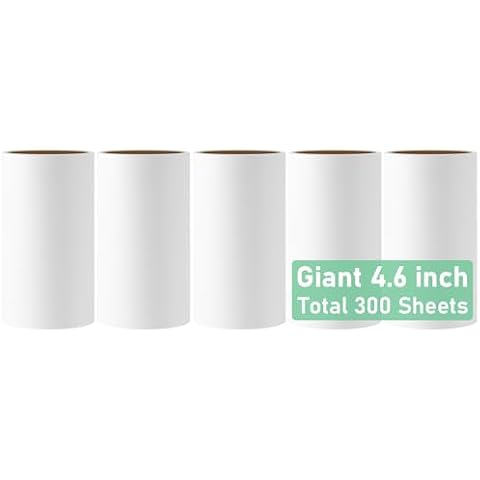4.6 inch Lint Roller Refills Only for Evercare Giant Lint Rollers for Pet Hair Extreme Stick Refills 5 Rolls 60 Sheets/Roll Total 300 Sheets Cover