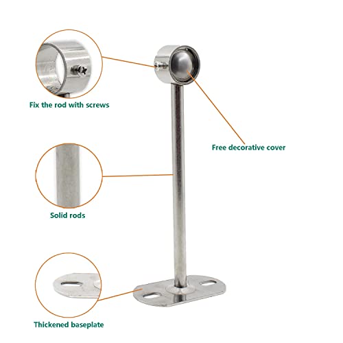 2 Pack Ceiling Mount Bracket, Stainless Steel Wardrobe Pipe Bracket Rod Holder Ceiling Holder, Ulifestar Shower Curtain Closet Wardrobe Rod Lever Support Holder Pipe Flange Socket (25X250Mm/1X10'') #TOP4