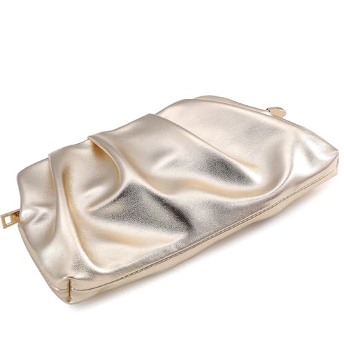 Image of Evening Bag for Women Ruched Clutch Purse Detachable Metal Chain Crossbody Bag