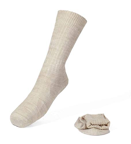Unisex Alpaca Wool Knitted Socks Soft And Warm Size Small Medium Large Solid Color For Men And Women Peru (Beige, Large)