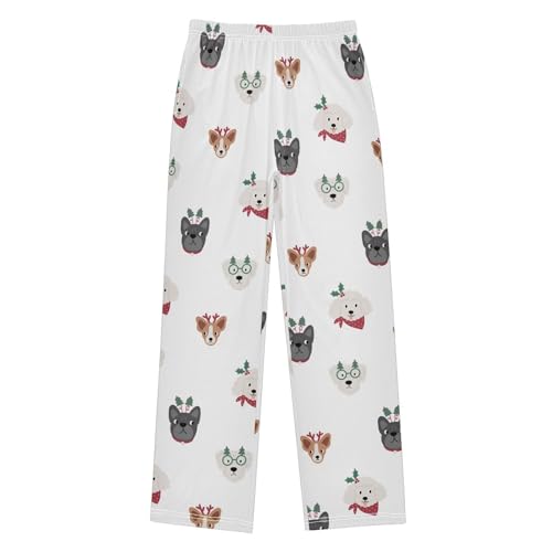 Boys' Pants Cute Cartoon Dogs Christmas Long Bottoms Jogger Pants Elastic Waist Trousers with Pockets S-XL