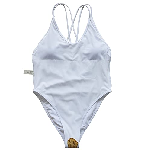 MUZHI Women Bride Wifey One Piece Bathing Suit High Cut Beach Wear Monokini Cross Back with Pad2