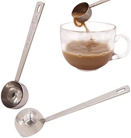 Stainless Steel Coffee Measuring Spoon and Scooper with Long Handles - Pack of 2, long handle coffee scoop suitable for coffee powder and coffee making (silver-2pcs-15ml)