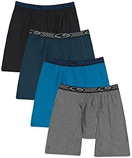 C9 Champion Men's Long Leg Boxer Brief, Ebony/Underwater Blue/Teal Regatta/Thundering Grey Heather, M