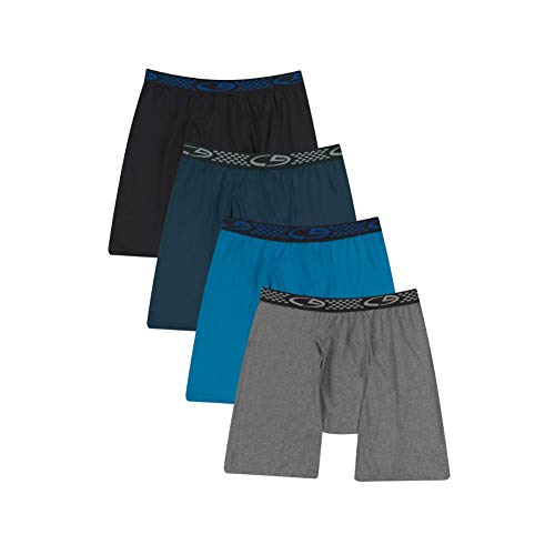 C9 Champion Men's Long Leg Boxer Brief, Ebony/Underwater Blue/Teal Regatta/Thundering Grey Heather, XL