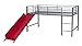 DHP Junior Twin Metal Loft Bed with Slide, Multifunctional Design, Silver with Red Slide