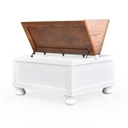Image of Royaloak Miami American Wooden Trunk Coffee Table | Acacia Wood Table | Elegant Bun Feet | Adjustable Two Sided Lift Top Mechanism with Inbuilt Storage Space | Oak Wood Veneer Top | Oak Coffee Table