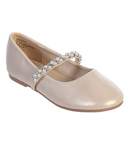 iGirlDress Toddler Little Girls Big Girls Straps Flower Girls Flat Mary Jane Ballet Shoes (Size 9-5 Youth)